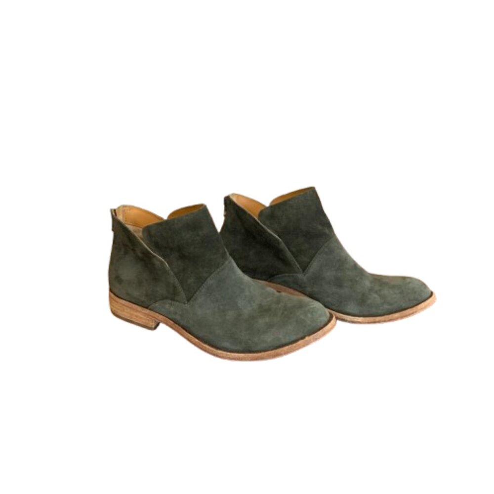 Kork-Ease Ryder Ankle Bootie Green Suede Leather Size 8M Office Casual Chic